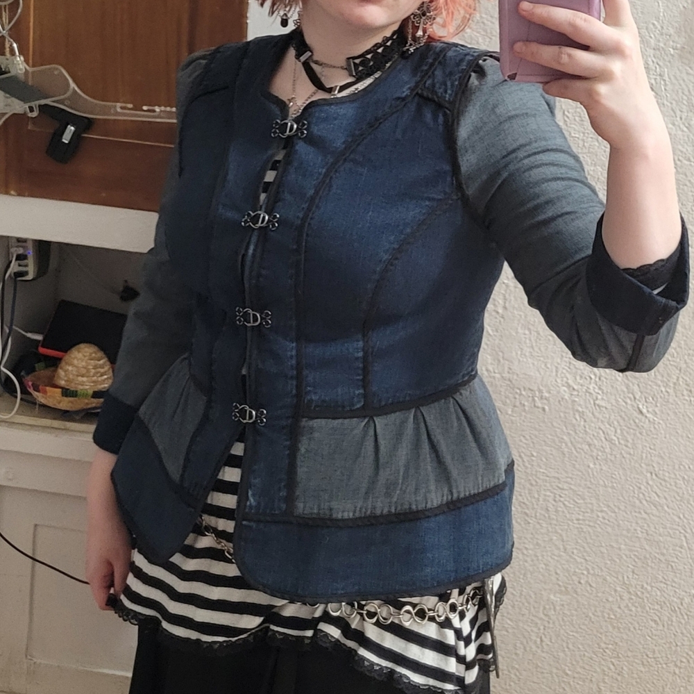 Western Gothic Victorian Style Denim Jacket Top Womens Size 6